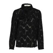 Soaked in Luxury Svart Slraye Blus Elegant Stil Black, Dam