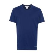 Comme des Garçons Navy Tee Shirt Klassisk Stil Blue, Herr