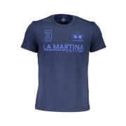 La Martina Blått bomullst-shirt med signaturtryck Blue, Herr