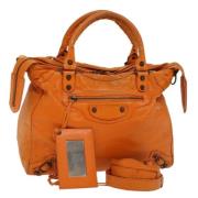 Balenciaga Vintage Pre-owned Laeder handvskor Orange, Dam