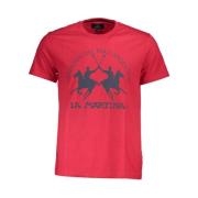 La Martina Rosa Bomull T-shirt Grafiskt Tryck Red, Herr