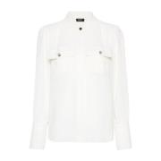 Liu Jo Vit Crepe Textur Skjorta Sprid Krage White, Dam