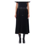 Sacai Svart Tech Veckad Midi Kjol Black, Dam