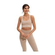 Aim'n Beige High Support Ribbed Bra Beige, Dam