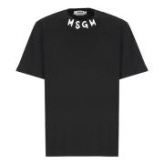 Msgm Svart Bomull T-shirt med Logotyp Black, Herr