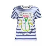 Desigual Snygg Bl Tee med Kontrastdetaljer Blue, Dam