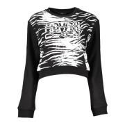 Cavalli Class Elegant Borstad Logosweatshirt Black, Dam