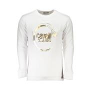 Cavalli Class Borstad Rund Hals Sweatshirt med Logotyptryck White, Her...