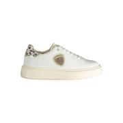 Blauer Vit Polyester Sneaker med Snörning White, Herr