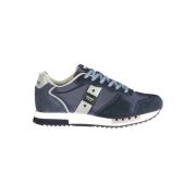 Blauer Sportig Polyester Sneaker med Kontrastdetaljer Blue, Herr