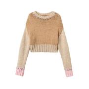 Twinset Mjuk Stickad Tröja med Handbroderade Detaljer Beige, Dam