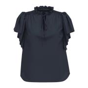 Co'Couture Feminin Volangtopp Blus Ink Blue, Dam