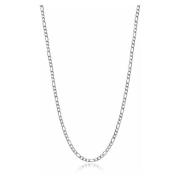 Nialaya Mens Silver Figaro Chain in 3mm Gray, Herr