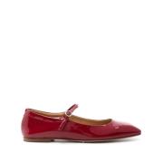 aeyde Cranberry Patent Square Toe Ballet Flats Red, Dam