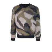 Emporio Armani Grön Camo Tröja Regular Fit Multicolor, Herr