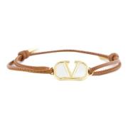 Valentino Garavani Brun Bijoux Läderarmband Brown, Herr