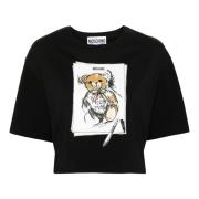 Moschino Svart Crewneck Tryckta T-shirts och Polos Black, Dam