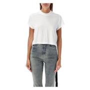 Rick Owens Kortad Bomull T-shirt Mjölk Aw24 White, Dam