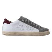 P448 Vita Lädersneakers med Bourgogne Häl White, Herr