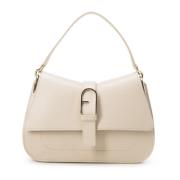 Furla Trapezoidformad Mjuk Läderhandväska Beige, Dam