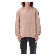 Saint Laurent Nude Rose Stickat Logo Plaque Hoodie Beige, Herr