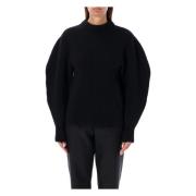 Jil Sander Svart Ballongärmstickat Aw24 Black, Dam