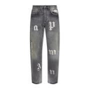 Palm Angels Jeans med rå finish Gray, Herr