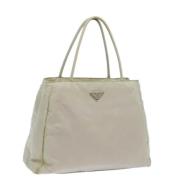 Prada Vintage Pre-owned Nylon handvskor Beige, Dam