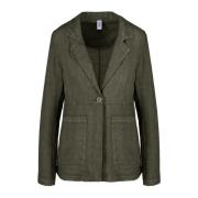 BomBoogie Linne Blazer Kvinnors Elegant Stilfull Green, Dam