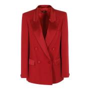 Amen Elegant Satin Smoking Blazer Red, Dam