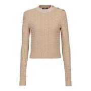 Balmain Labyrintstickad topp Beige, Dam