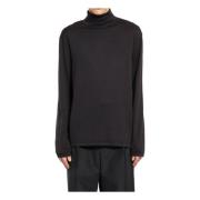 Lemaire Turtleneck Bläck Bomull Jersey Topp Black, Herr