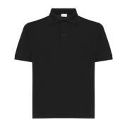 Saint Laurent Svart Polo Skjorta med Cassandre Logo Black, Herr