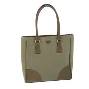 Prada Vintage Pre-owned Canvas handvskor Green, Dam