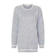 Liu Jo Jacquard Logo Sweater Grå/Vit Gray, Dam