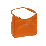 Prada Vintage Pre-owned Nylon handvskor Orange, Dam