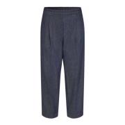 Masai Kort Mörk Denim Elastisk Midja Byxor Blue, Dam