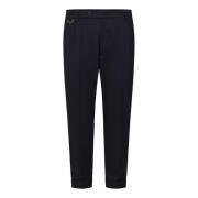 Low Brand Blå Ull Slim-Fit Byxor Blue, Herr