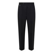 Low Brand Slim-Fit Svarta Ullbyxor Black, Herr