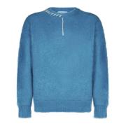 Bonsai Blå Crew Neck Mohair Sweater Blue, Herr