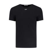 Off White Svart Logotyp T-shirt Bomull Kortärmad Black, Herr