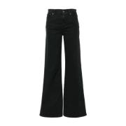 Dondup Svart Wide Leg Denim Jeans Black, Dam