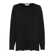 Cream Svart Stickad Pullover Tröja Black, Dam