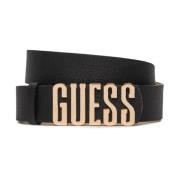 Guess Logo Bälte - Svart Läder Black, Unisex