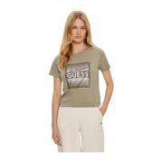 Guess Tryckt Bomull T-shirt - Grön Green, Dam