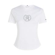 Tommy Hilfiger Broderad Logga Bomull T-shirt White, Dam