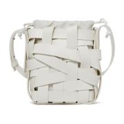 Jil Sander Vit Bucketväska med Flätat Design White, Dam