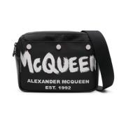 Alexander McQueen Svart Axelväska för Män Black, Herr