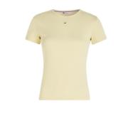 Tommy Jeans Ribbad broderad logotyp T-shirt Beige, Dam