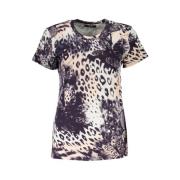 Cavalli Class Mönstrad T-shirt med bred halsringning Multicolor, Dam